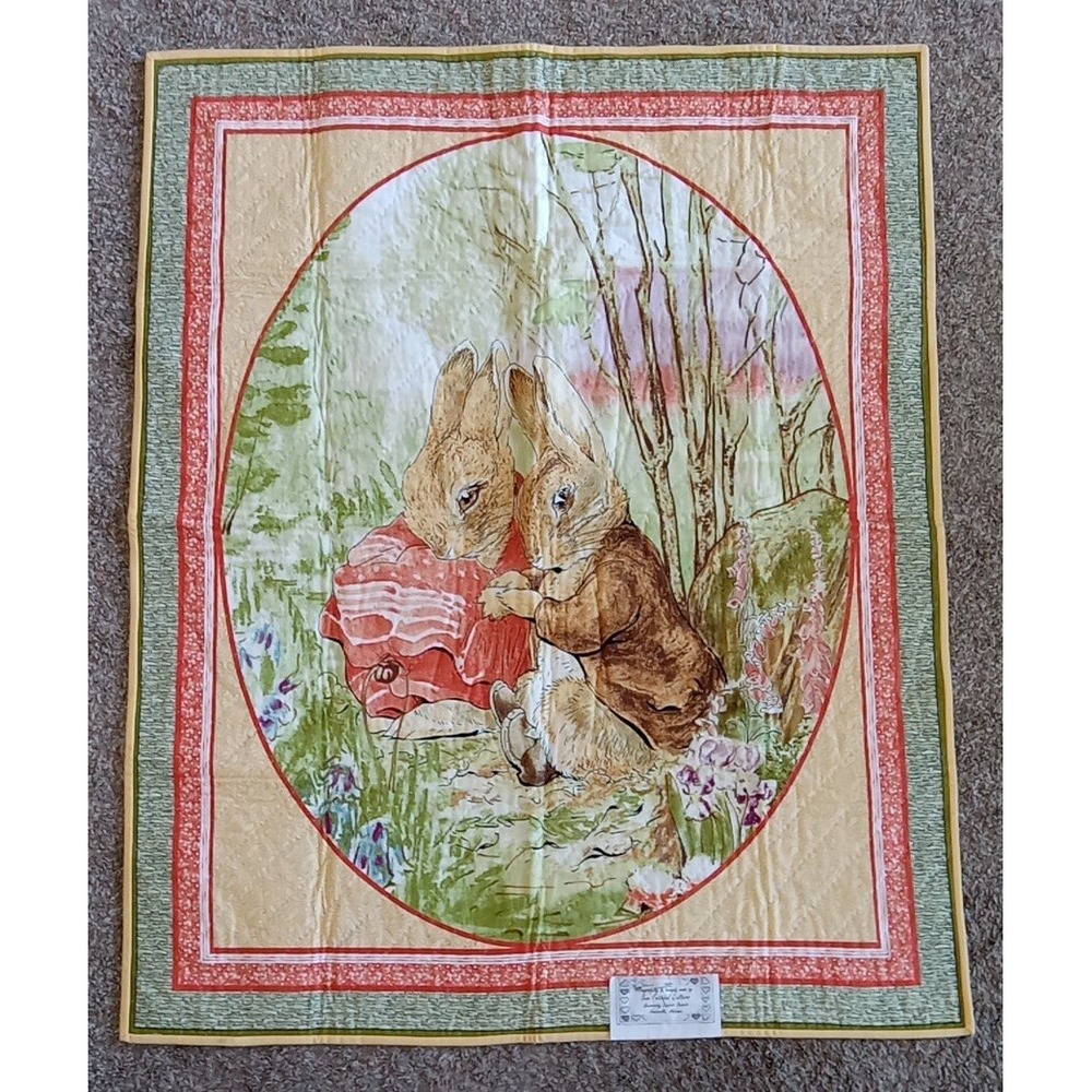 Vintage Beatrix Potter Peter Rabbit Crib Baby Blanket Quilt Handmade New 33x41